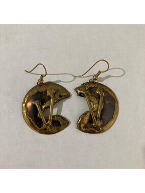 Mixed Metal Brutalist Modernist Crescent Earrings